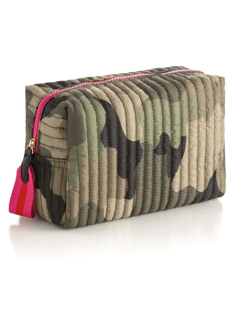 Shiraleah Ezra Quilted Nylon Large Boxy Cosmetic Pouch in Camo