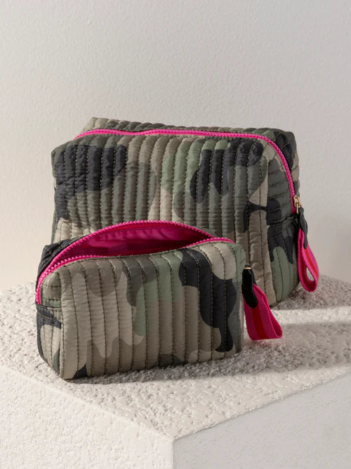 Shiraleah Ezra Quilted Nylon Large Boxy Cosmetic Pouch in Camo