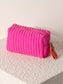 Shiraleah Ezra Quilted Nylon Small Boxy Cosmetic Pouch in Magenta