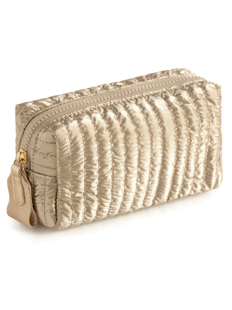 Shiraleah Logan Small Boxy Cosmetic Pouch in Gold