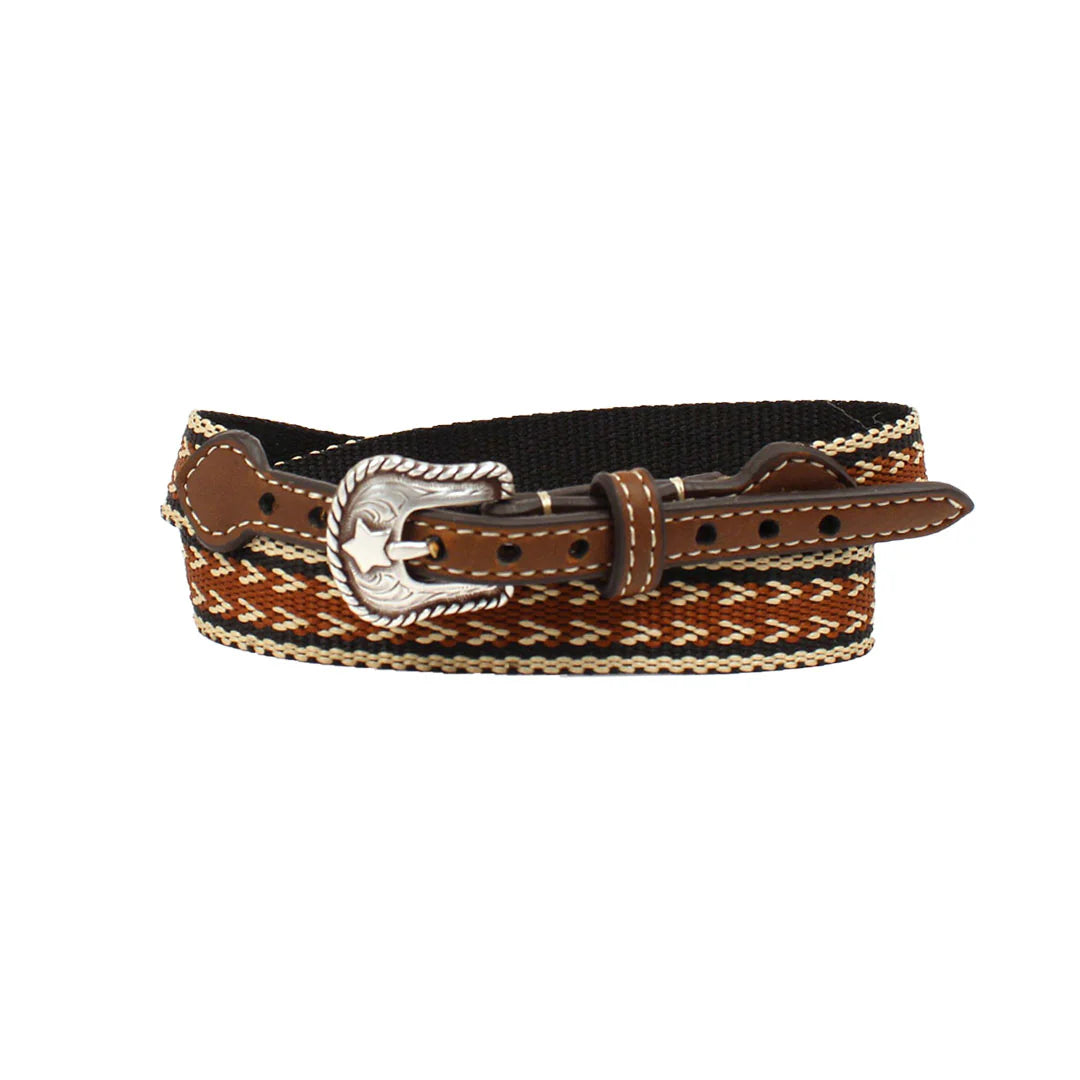 Brown Ribbon Leather Hatband with Star Buckle