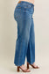 Judy Blue High Waisted Tummy Control Chew Hem Wide Leg Jean