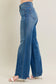 Judy Blue High Waisted Tummy Control Chew Hem Wide Leg Jean