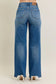 Judy Blue High Waisted Tummy Control Chew Hem Wide Leg Jean