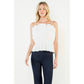 Thin Strap Pleated Top in White