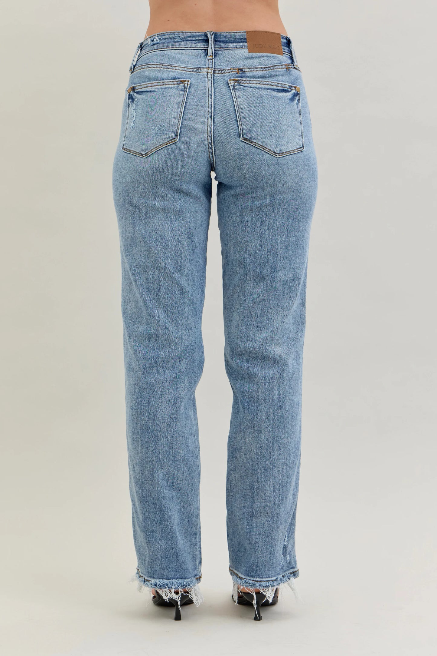 Judy Blue Nia Mid-Rise Yoke Cell Phone Pocket Dad Jeans