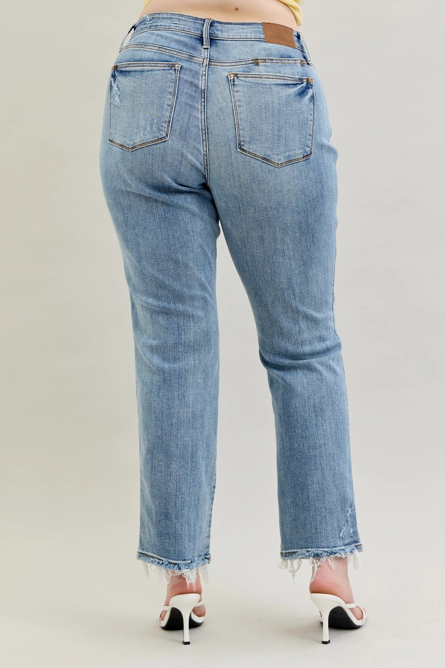 Judy Blue Nia Mid-Rise Yoke Cell Phone Pocket Dad Jeans