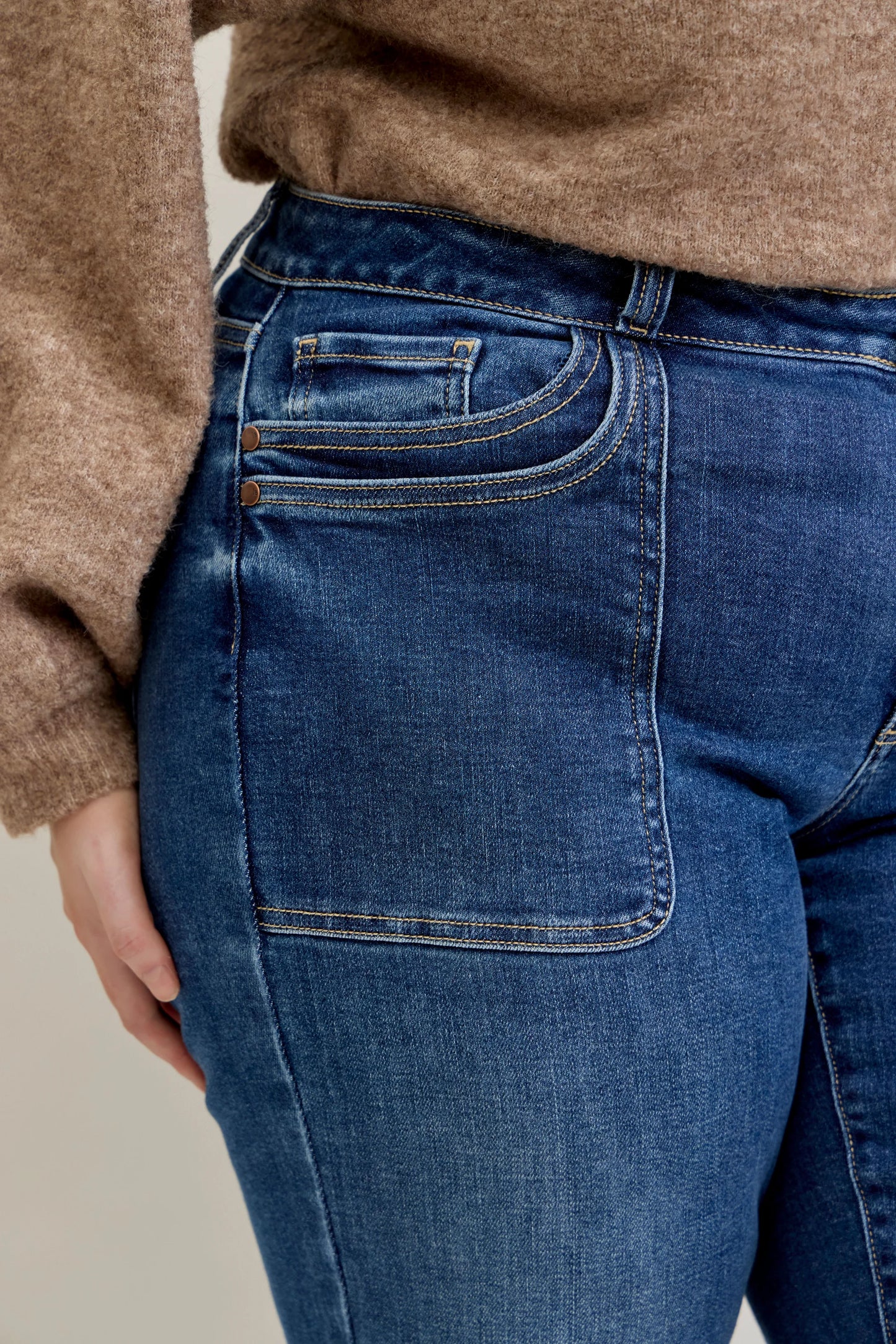 Judy Blue Mid Rise 90's Straight Front Patch Jeans