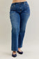 Judy Blue Mid Rise 90's Straight Front Patch Jeans