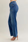 Judy Blue Mid Rise 90's Straight Front Patch Jeans