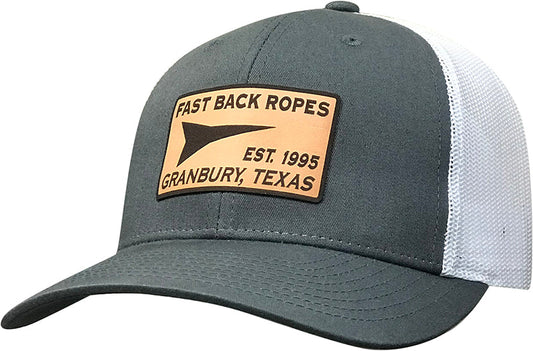 Fast Back Charcoal & White Mesh Leather Patch Cap