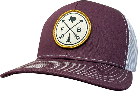 Fast Back Maroon & White Cap with Criss Cross Fast Back Patch