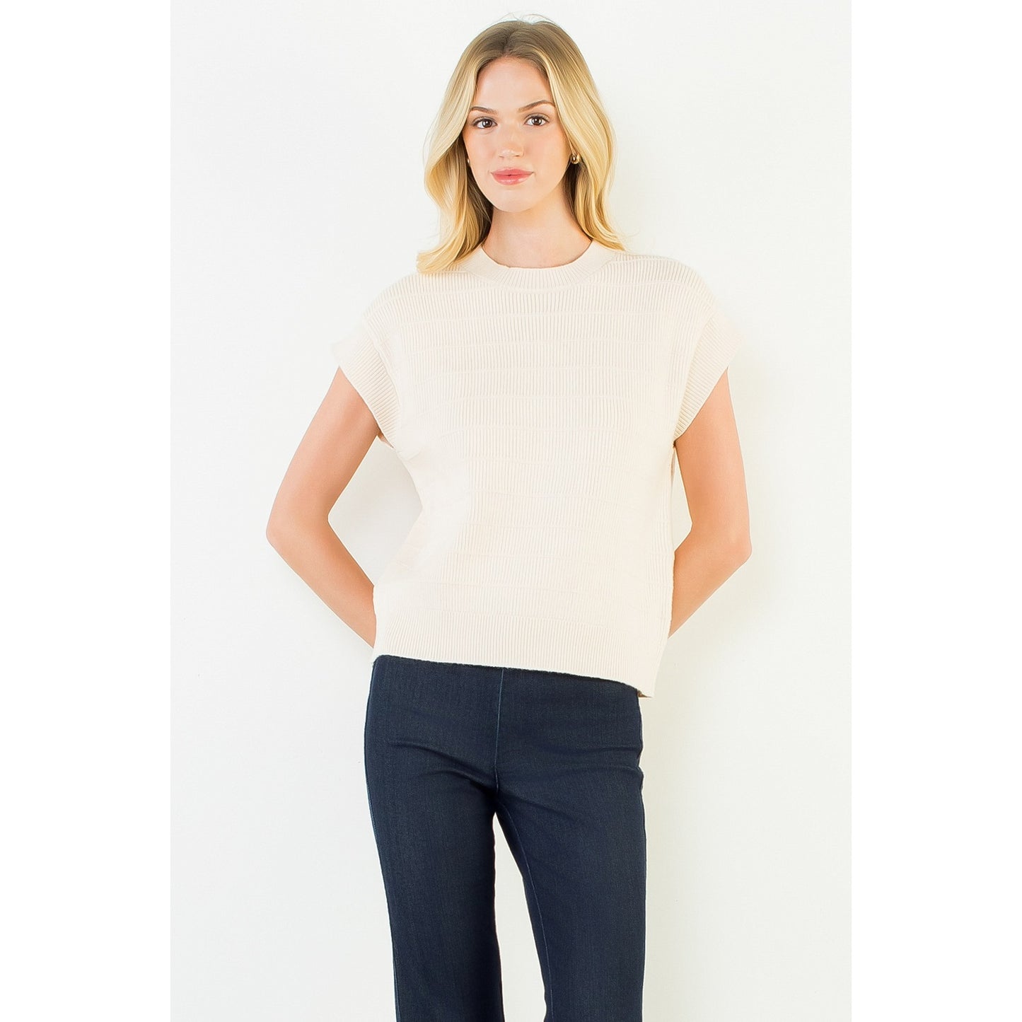 Knit Vest Top in Cream