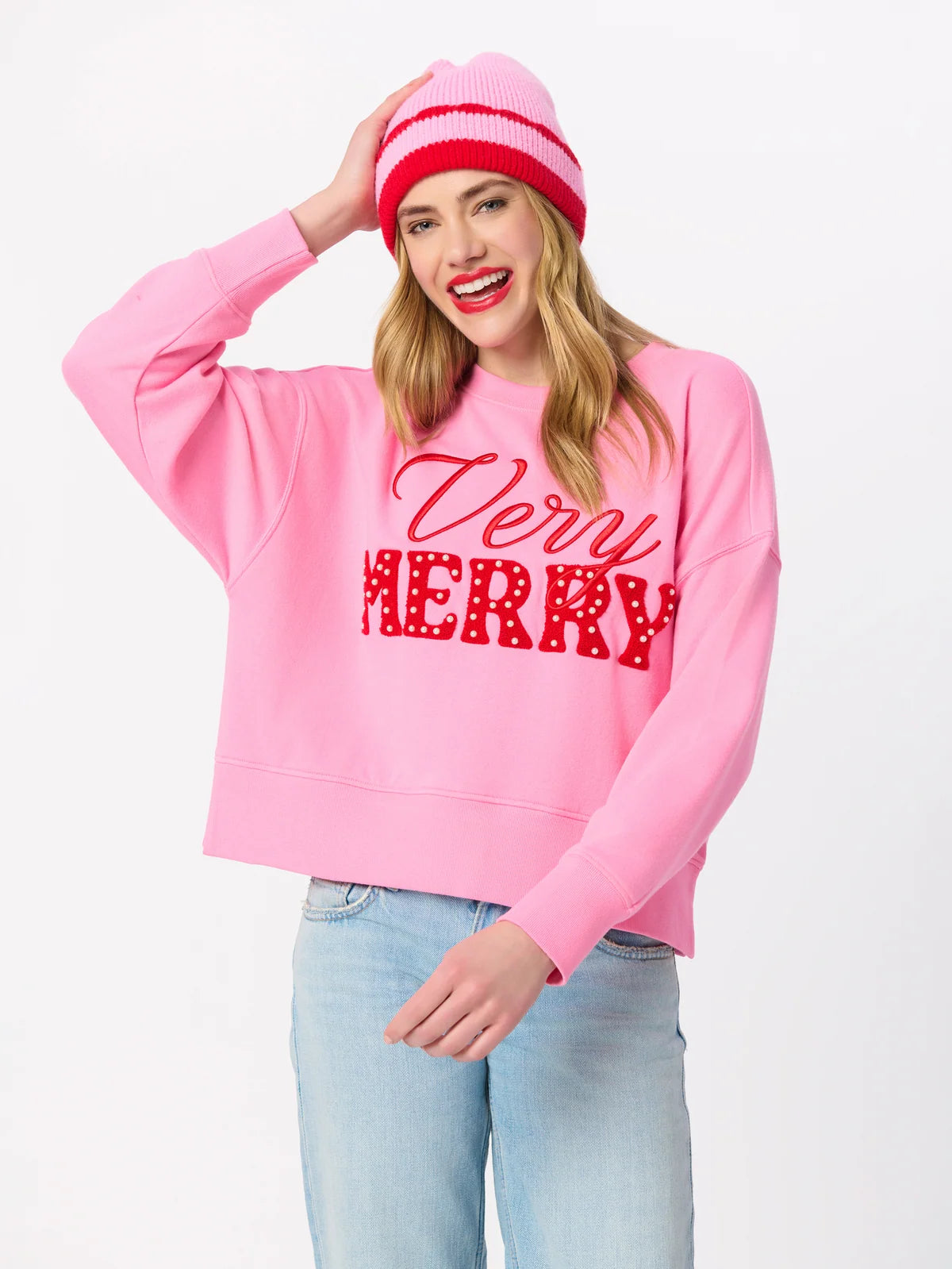 Shiraleah "Very Merry" Pearls Relaxed Sweatshirt