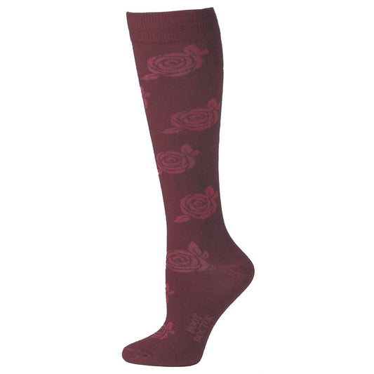 Boot Doctor Women's Red & Rose Pattern Over the Calf Boot Socks