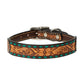 Weaver Turquoise Cross Floral Buckstitch Dog Collar