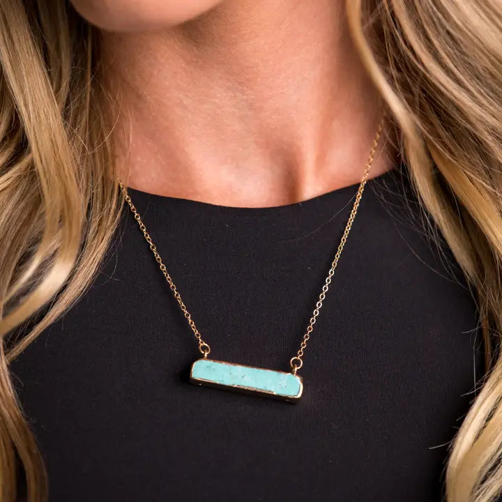 West & Co. Dainty Gold Necklace with Turquoise Bar