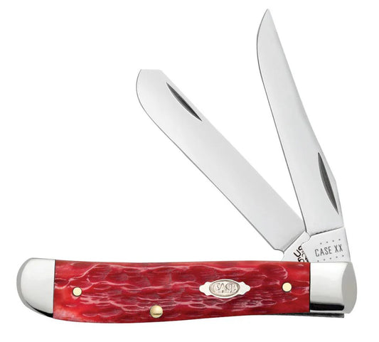 Case Peach Seed Jig Dark Red Bone Carbon Steel Mini Trapper