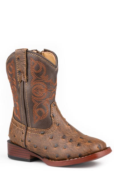 Roper Toddler Luke Brown Faux Ostrich Boot