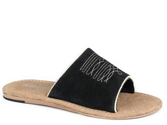Roper Hampton Suede Slide Sandal in Black