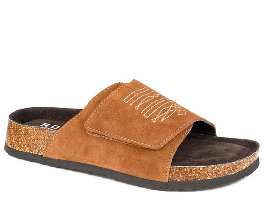 Roper Nomad Tan Suede Boot Stitch Velcro Slide