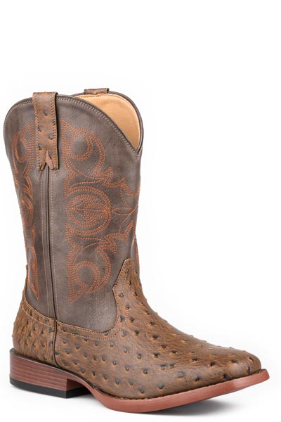Roper Big Kid Luke Brown Faux Ostrich Boot