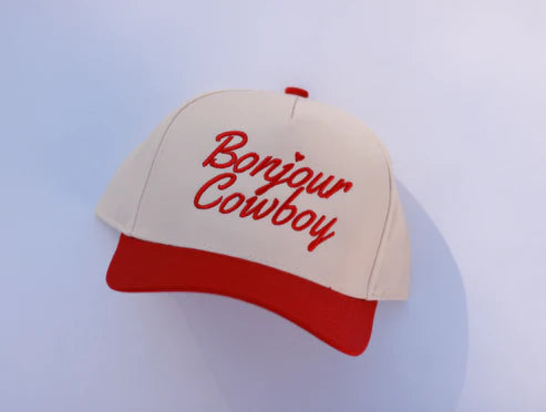 Bonjour Cowboy Red and White Cap