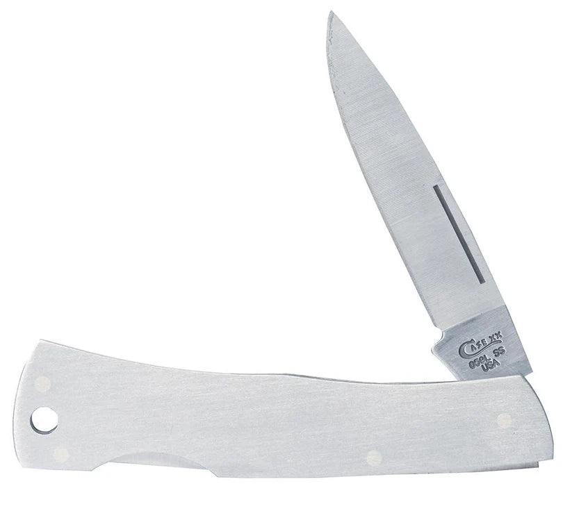 Case Brushed Stainless Steel Executive Lockback with Lanyard Hole