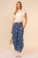 Blue B Western Print Barrel Leg Denim Jean
