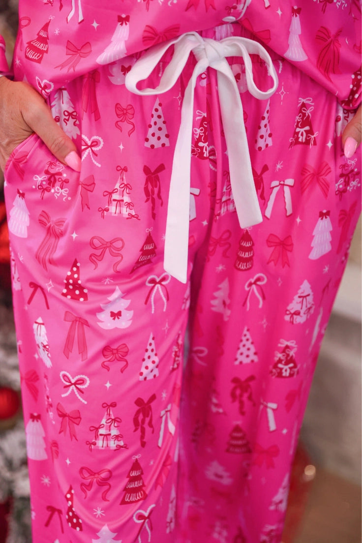 Pretty Pink Christmas Ruffle Pajama Set