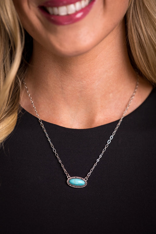 West & Co. 15" Turquoise Oval Stone Necklace