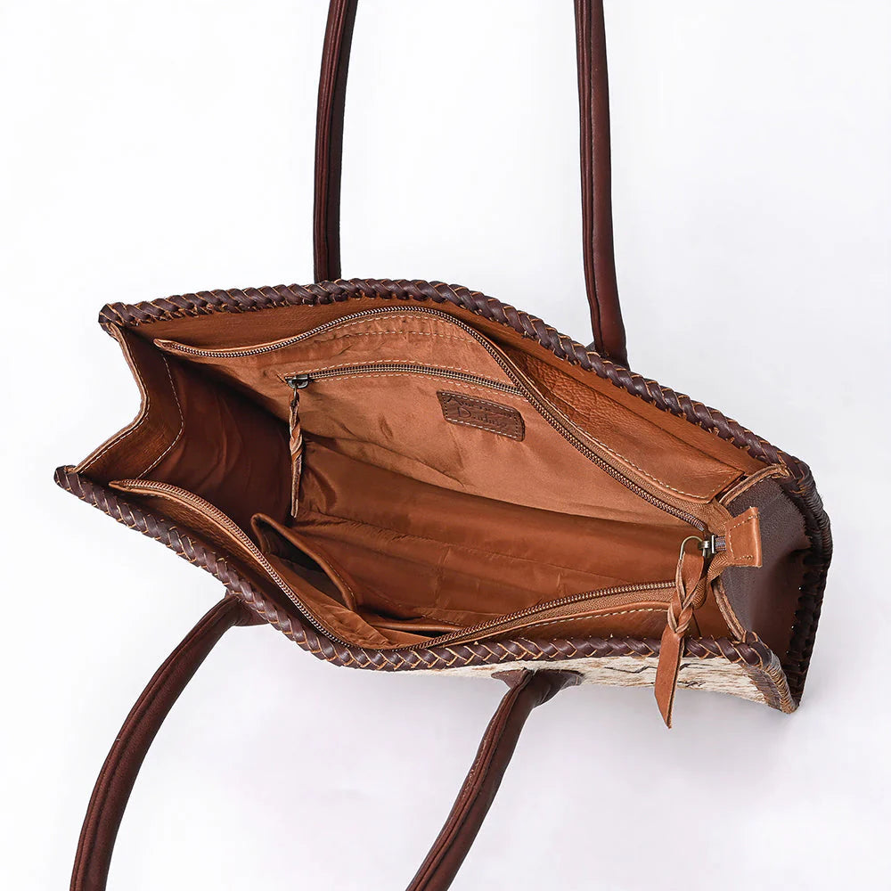 American Darling Ranch Brand Print Hair-On Hide Western Tote Bag