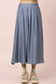Pleated Bubble Blouse Top & Midi Skirt Set in Denim