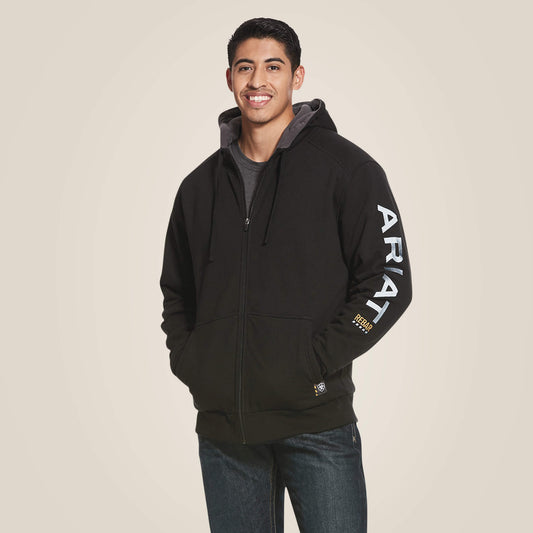 Ariat Men's Rebar Black All-Weather Full Zip Hoodie