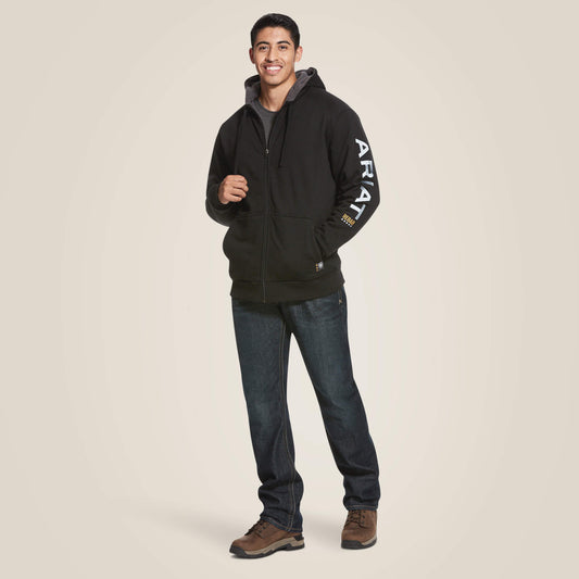 Ariat Men's Rebar Black All-Weather Full Zip Hoodie