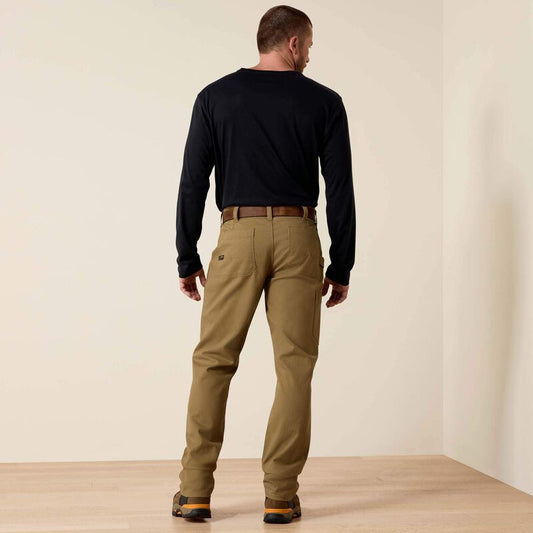 Ariat Rebar M4 Low Rise DuraStretch Made Tough Double Front Stackable Straight Leg Pant in Field Khaki