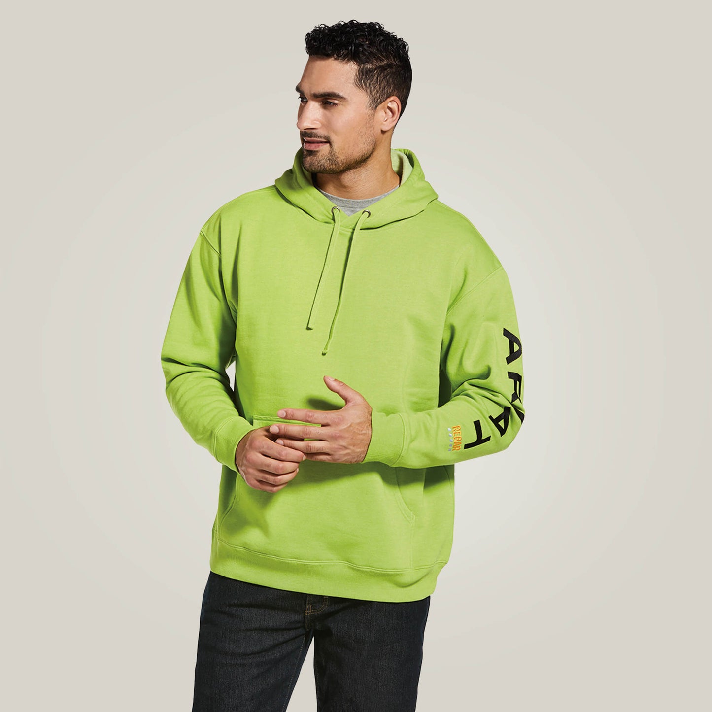 Ariat Rebar Hoodie Lime/Heather Blac LTR