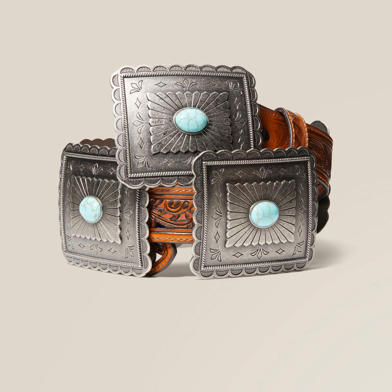 Ariat Turquoise Burst Concho Belt – Cowboy Headquarters display picture 1