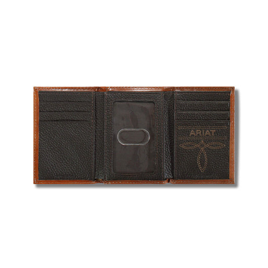 Ariat Trifold Basketweave Shield Wallet