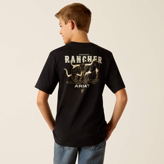 Ariat Boy's American Rancher Black Tee