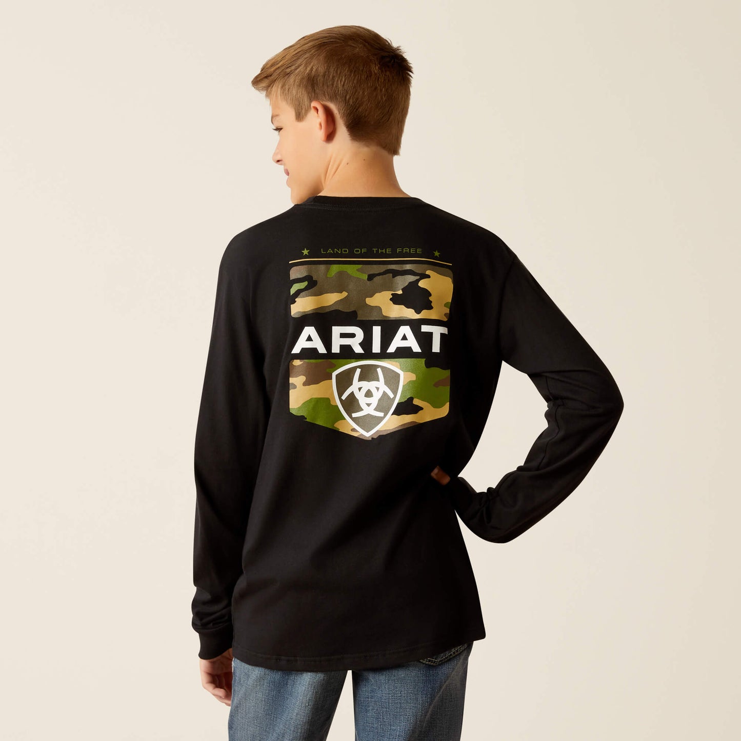 Ariat Boy's Land of the Free Camo Shield Long Sleeve Tee