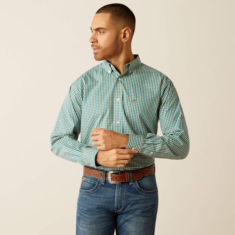 Ariat Men's Teal Wrinkle Free Gus Classic Fit Shirt