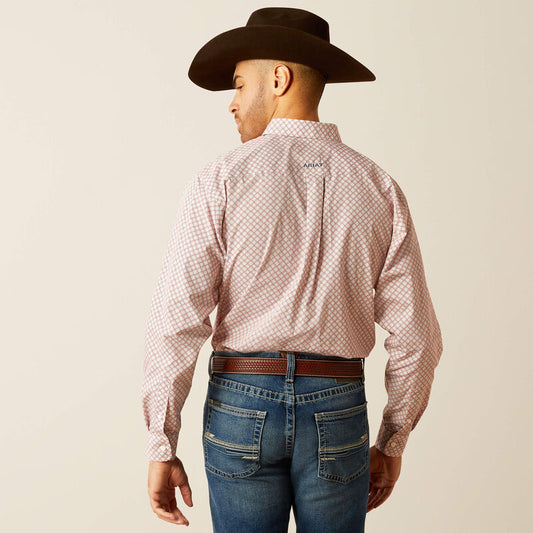 Ariat Wrinkle Free Larson Light Blue and Rust Classic Fit Shirt