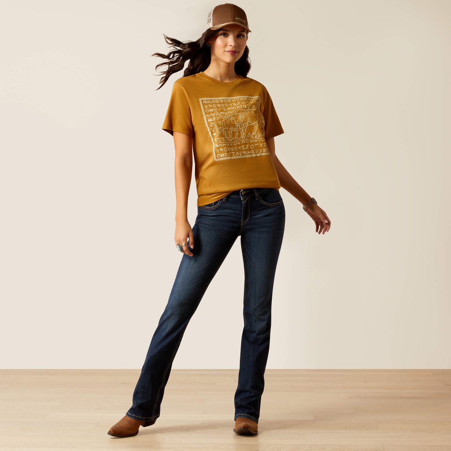 Ariat Women's Harvest Gold Longhorn Brand Tee