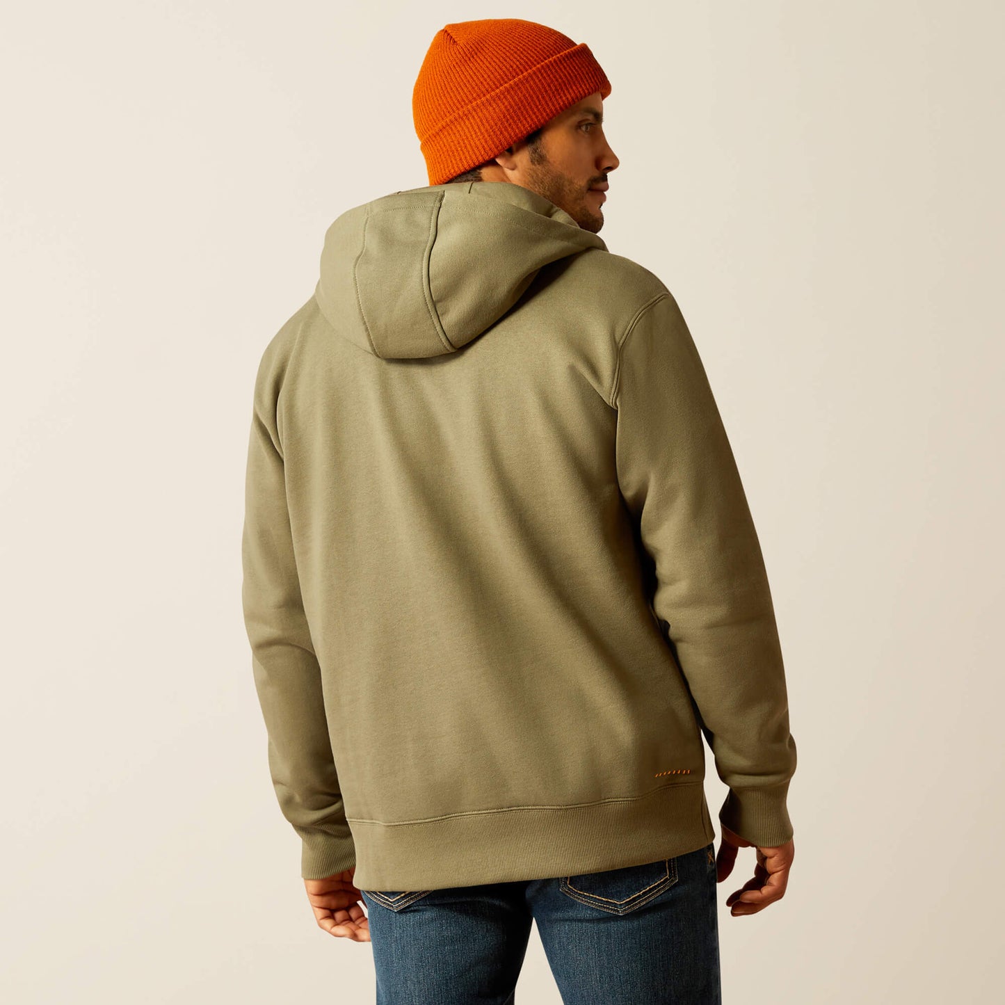 Ariat Men's Rebar Workman 1/4 Zip Hoodie in Deep Lichen