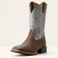 Ariat Sport Wide Square Toe Cowboy Boot in Earth and Glacier Blue