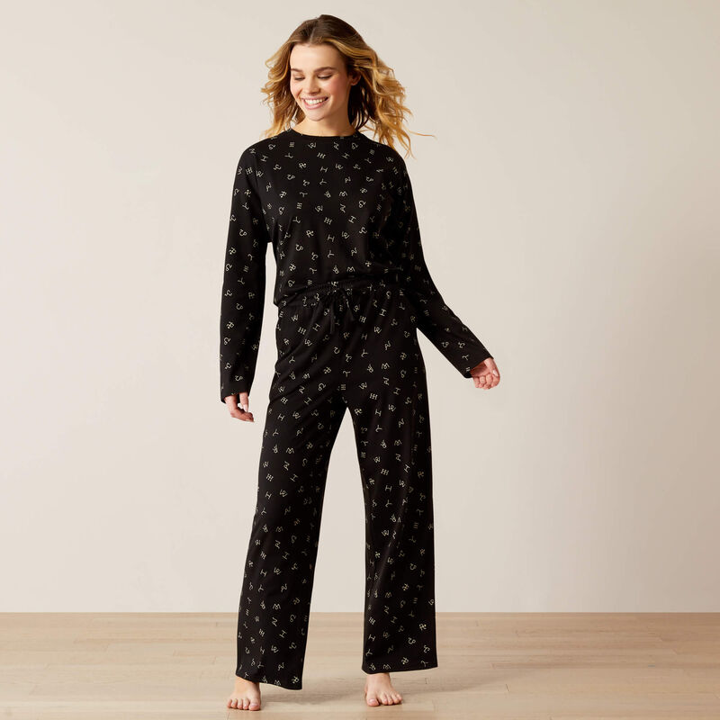 Ariat Black Cattle Brand Dreams Pajama Set