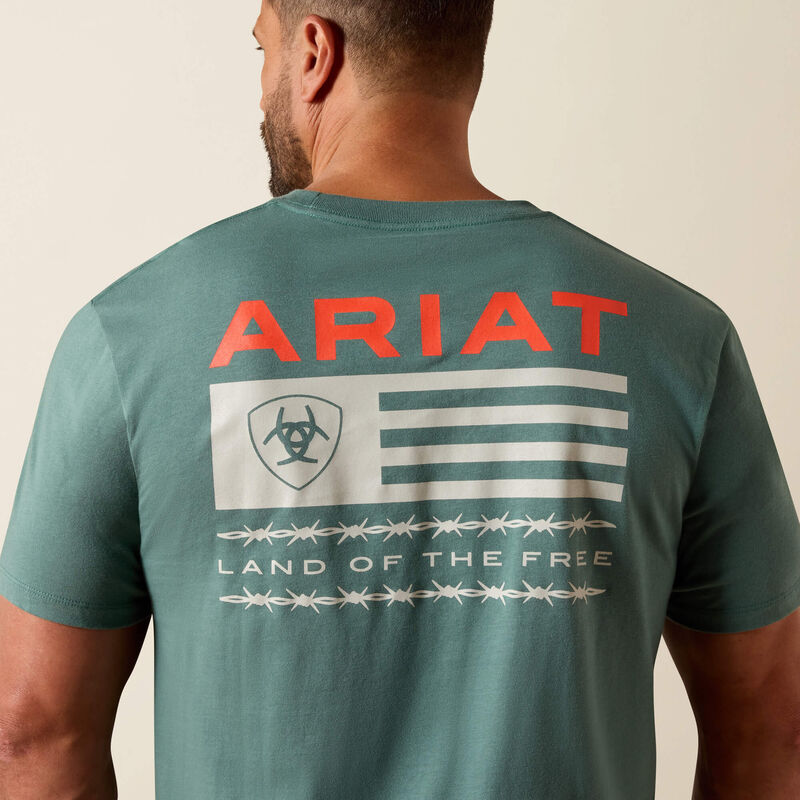 Ariat Hidden Valley Flag Classic Fit T-Shirt in Silver Pine