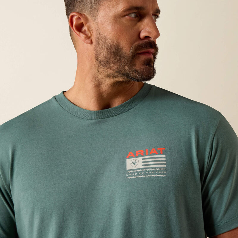 Ariat Hidden Valley Flag Classic Fit T-Shirt in Silver Pine