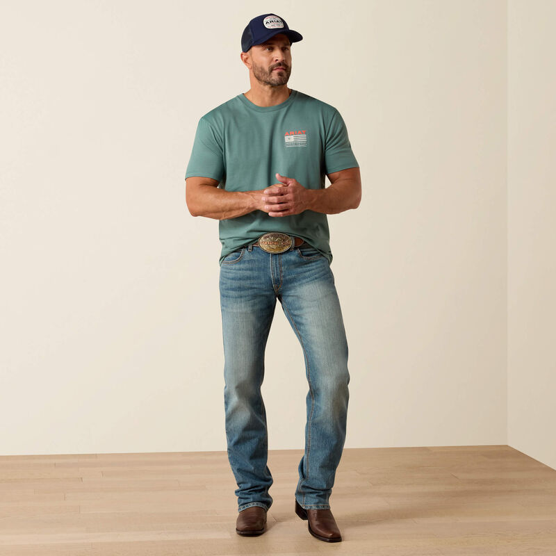 Ariat Hidden Valley Flag Classic Fit T-Shirt in Silver Pine